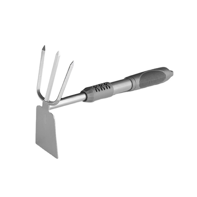 Garden Tools Rubber Grip Heavy Duty Rust Proof Flower and Green Plant Ergo Hoe and Cultivator Hand Tiller for Loosening Soil Weeding and Digging